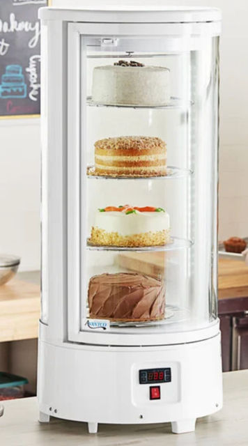 Thumbnail: Avantco CRR-2-HCW countertop rotating refrigerated cake display - white or black