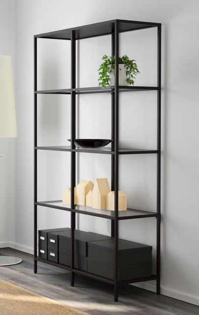 Thumbnail: IKEA Vittsjo shelf unit in black with glass shelves