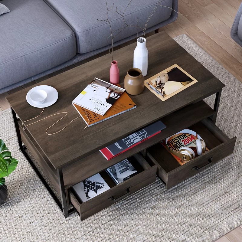 Thumbnail: Southside 43.3in wide dark brown coffee table with 2 drawers