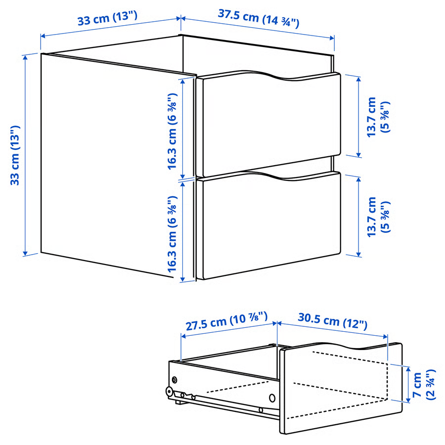 Thumbnail: IKEA Kallax wave shaped insert with 2 drawers in light gray/blue