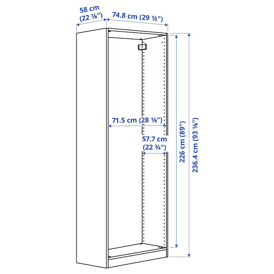 Thumbnail: IKEA 202.145.71 Pax white 29x22x93 wardrobe frame