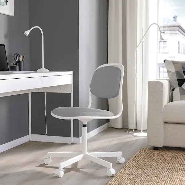 Thumbnail: IKEA Orfjall swivel chair white vissle light gray