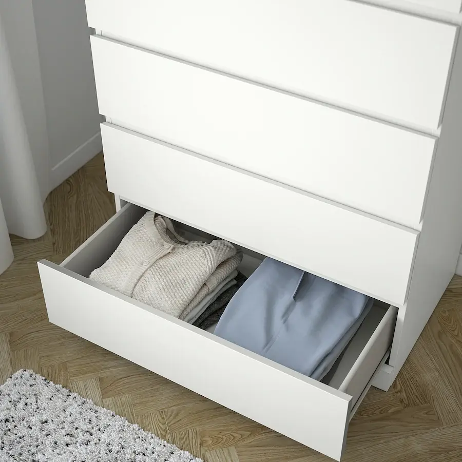 Thumbnail: IKEA Malm 6 drawer 31in wide white tall boy dresser