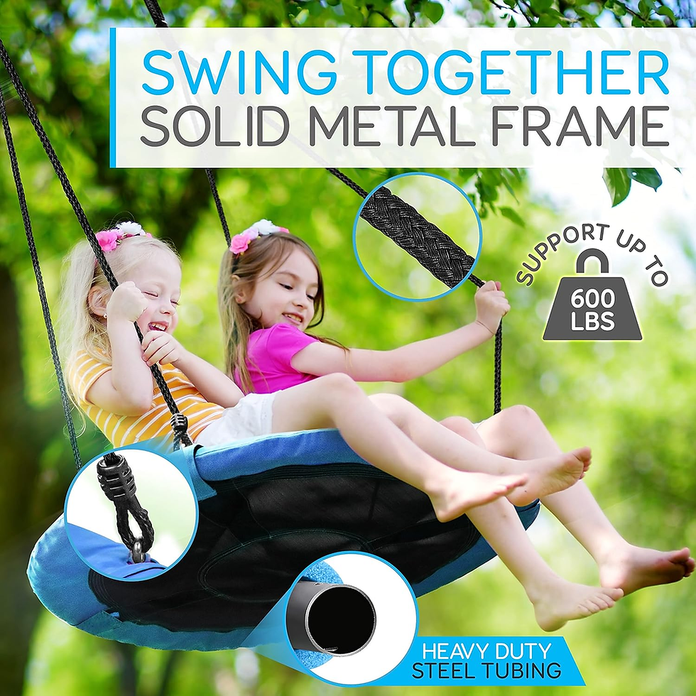 Thumbnail: SereneLife 40in blue Saucer swing with tree hang kit