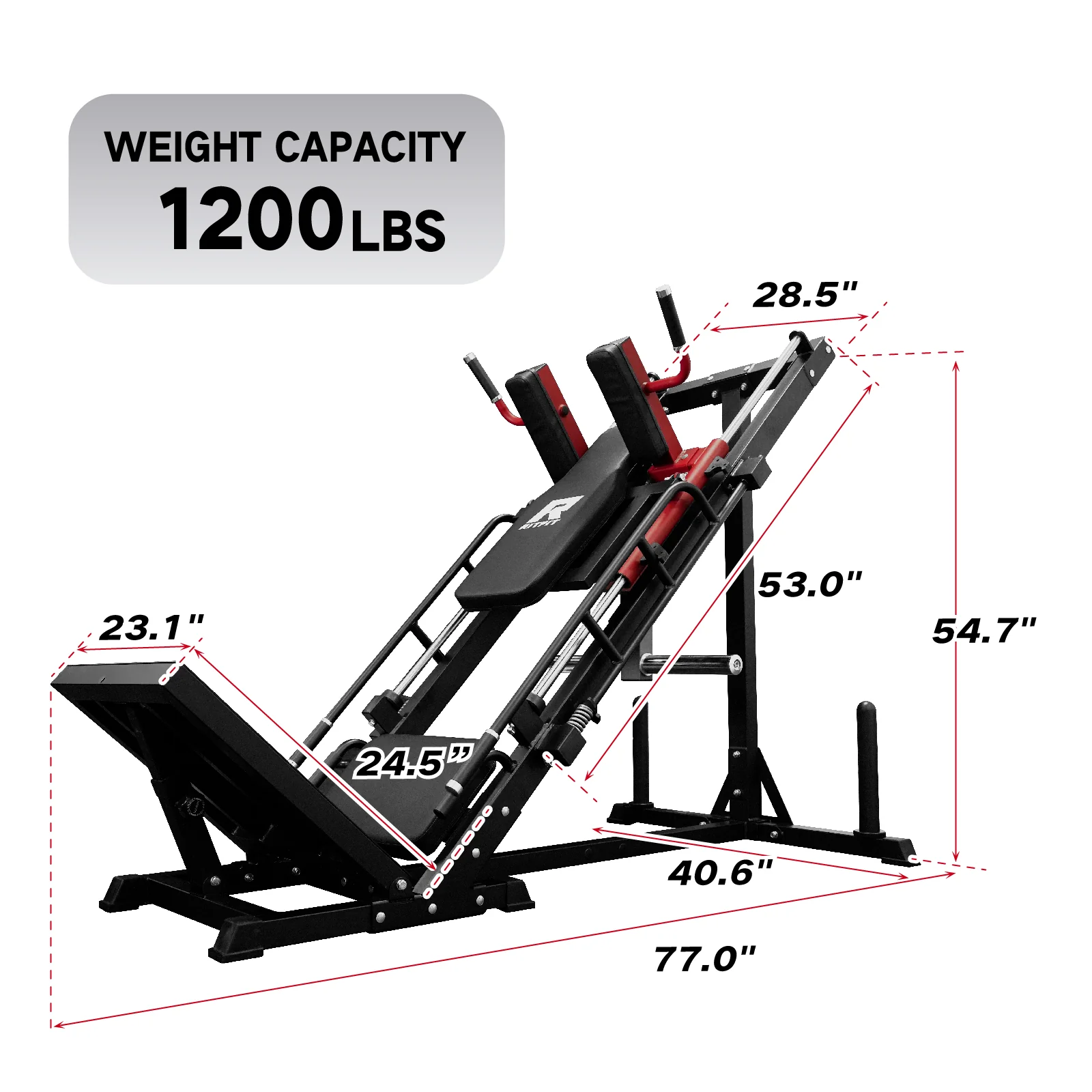 RitFit BLP01 2In1 red Leg Press And Hack Squat Machine Conspec
