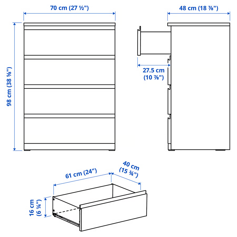 Thumbnail: IKEA Storklinta 4 drawer white dresser