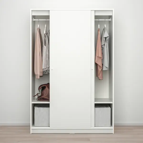 Thumbnail: IKEA Kleppstad wardrobe with sliding doors 46x21x69