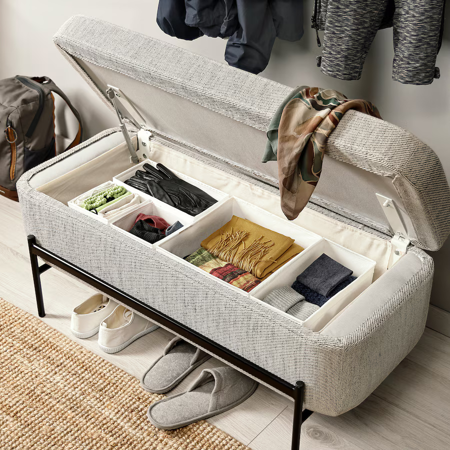 Thumbnail: IKEA Valtorp bench with storage in Viarp beige/brown 40 1/2in wide