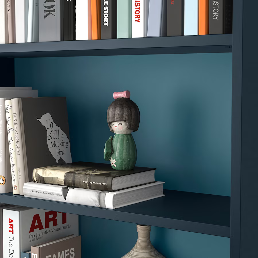 Thumbnail: IKEA Billy bookcase black/blue 31 1/2in x 11in x 79 1/2in high