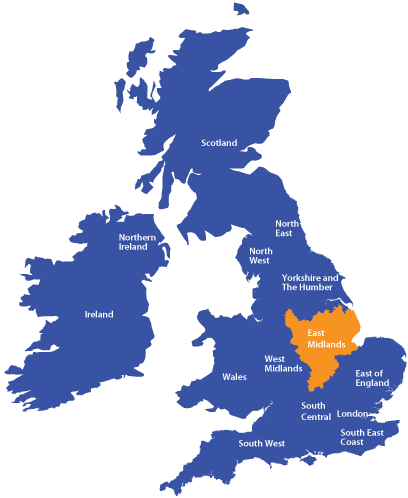 UK Map East Midlands