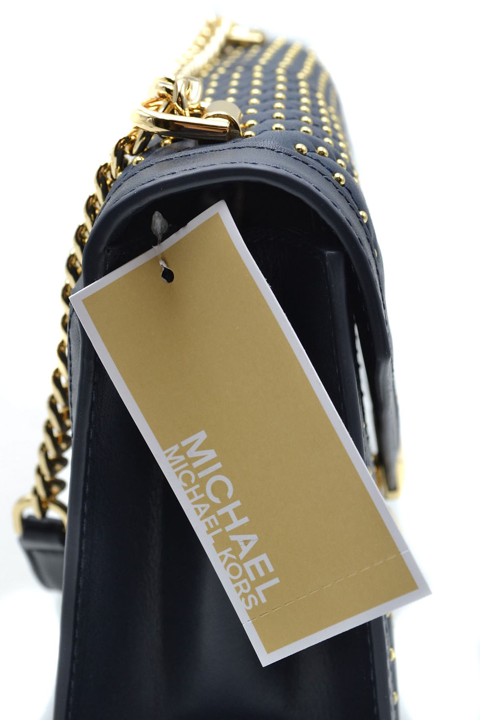 Thumbnail: Michael Kors Whitney Large Studded Leather Convertible Shoulder Black