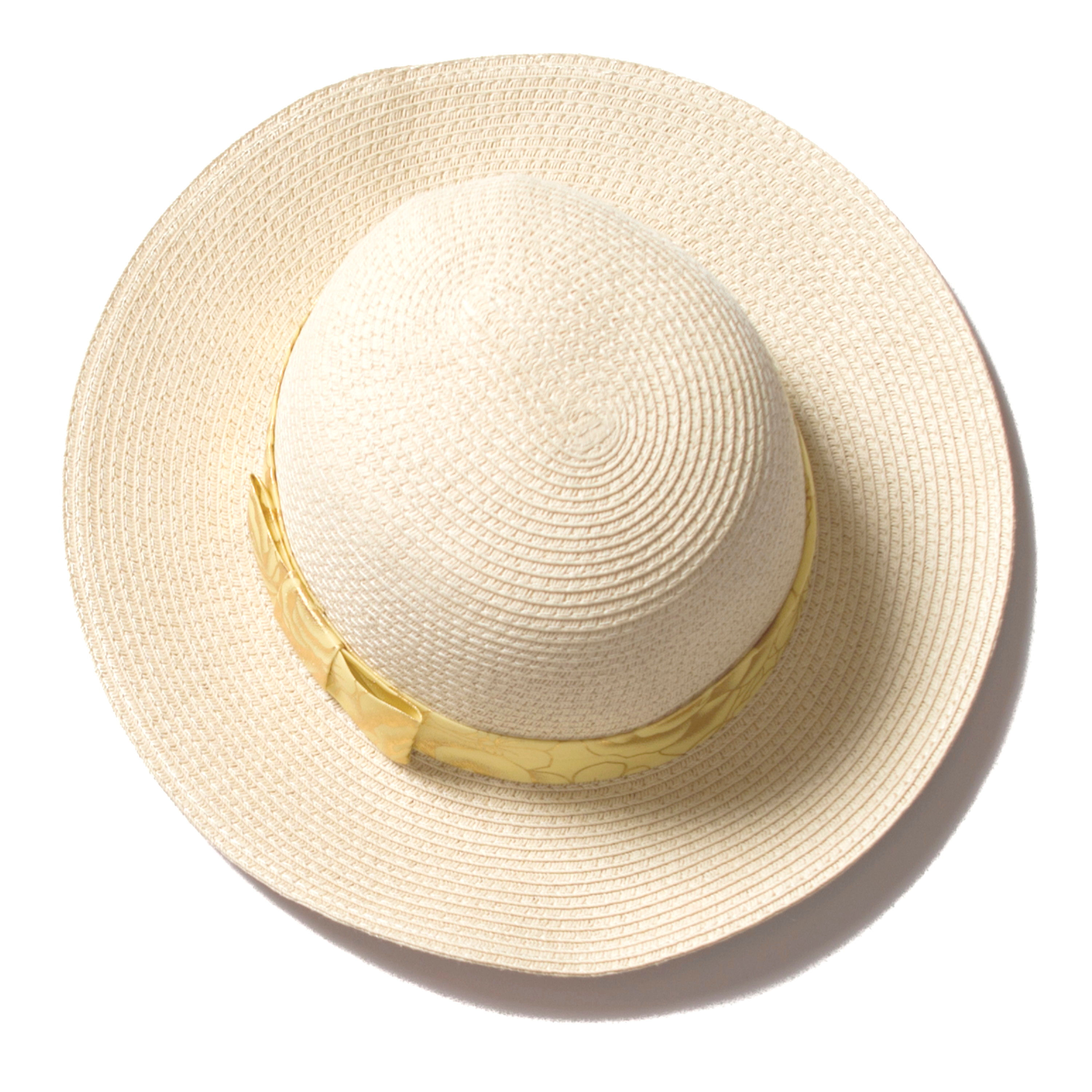 Womens Beach Glam Natural Straw Hat With Gold Ribbon