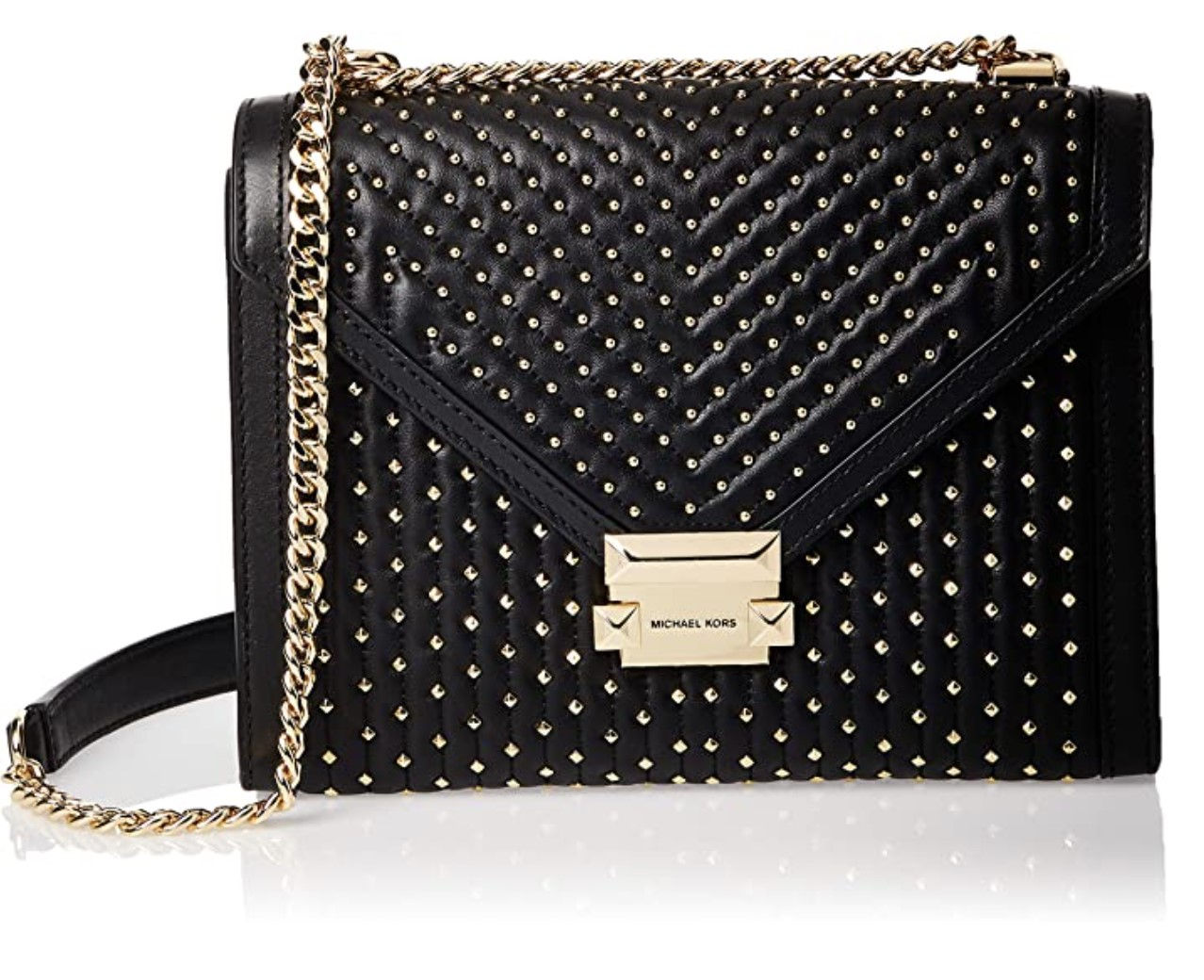 Michael Kors Whitney Large Studded Leather Convertible Shoulder Black