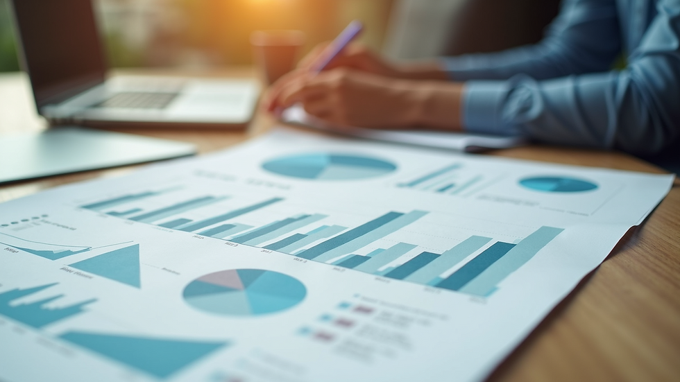 Close-up view of a marketing strategy document with charts and notes
