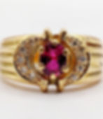 Bague cocktail or rose 18k améthystes 9,80 carats années 1950, solitaire diamant et or