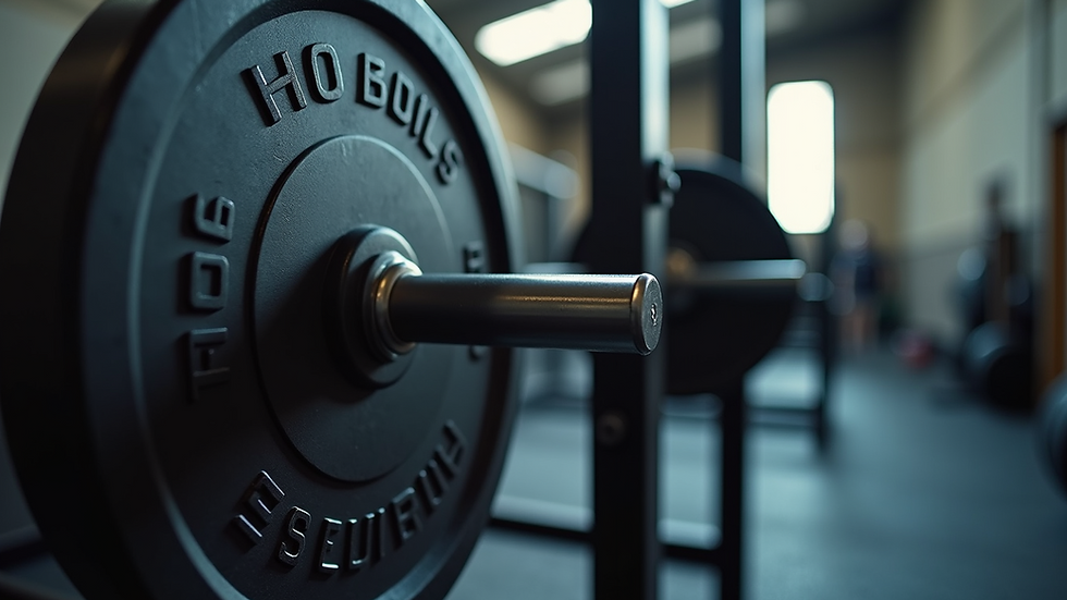 Close-up view of a weightlifting setup