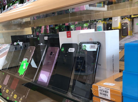 Mobile phones on display