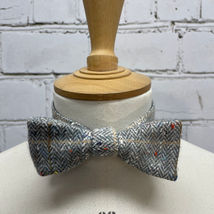 Grey Herringbone, Coloured Flecks, and Beige Window Pane Plaid Wool Bow Tie.
