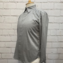 Grey Cotton Men's Dress Shirt with Covered Button Stand.