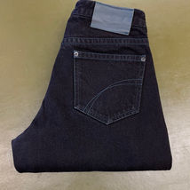 Black Heavy Weight Raw Denim Button Fly Jeans with Contrasting Teal Stitching and Gun Metal Hardware.