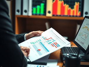 Photo of somebody looking at a risk report in matrix form on their desk. person is in a su