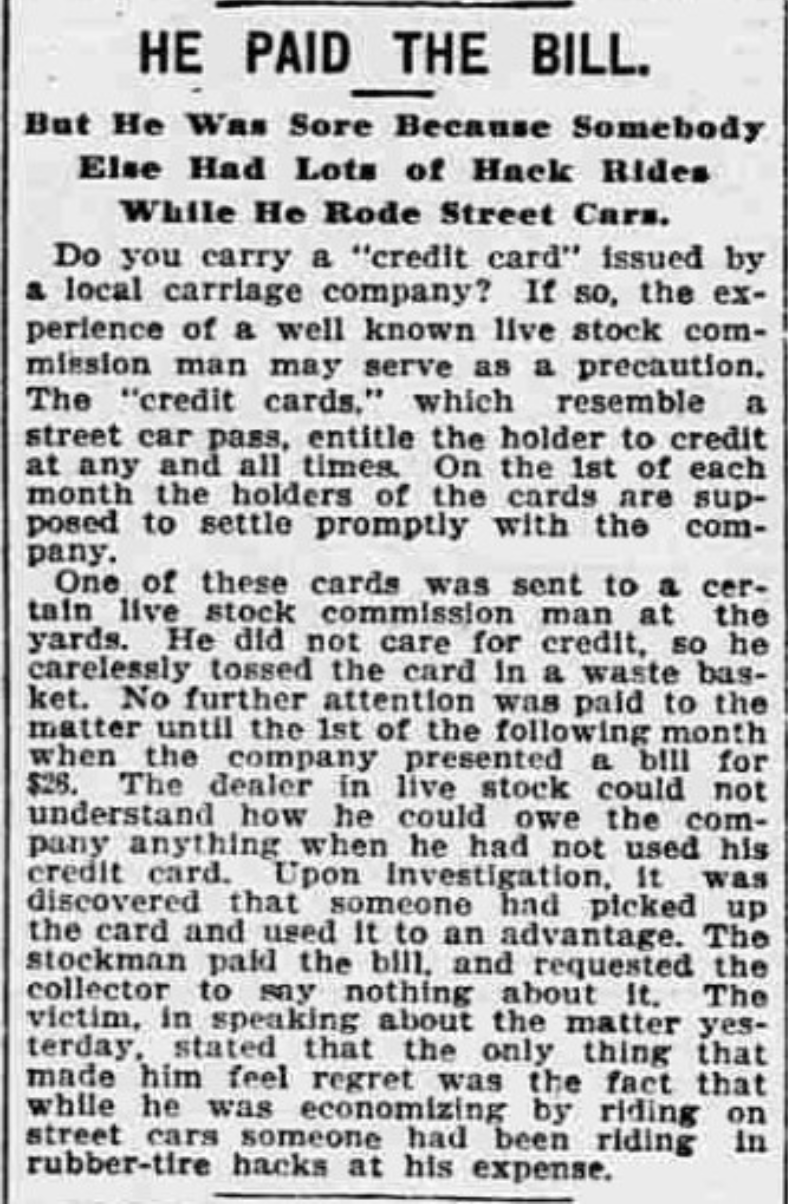 early instance of credit card fraud