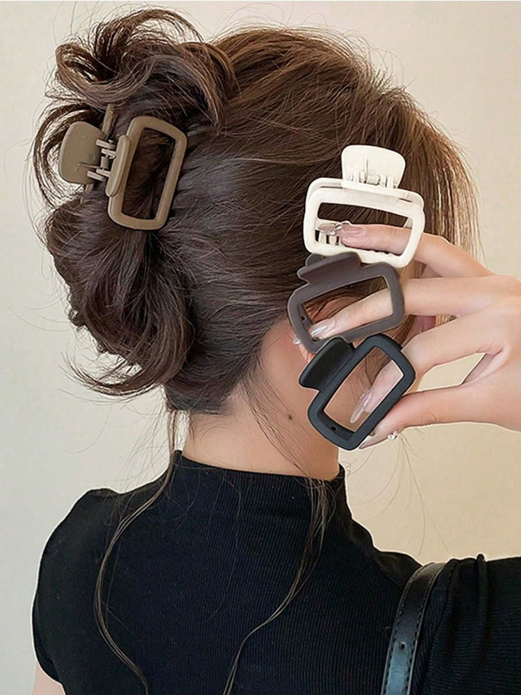 4pcs Women's Square Lightweight Hair Claw Clip Fashionable Elegant Hair Accessor