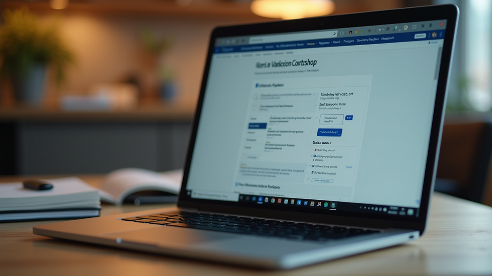 Close-up view of a laptop screen showing an online workshop interface