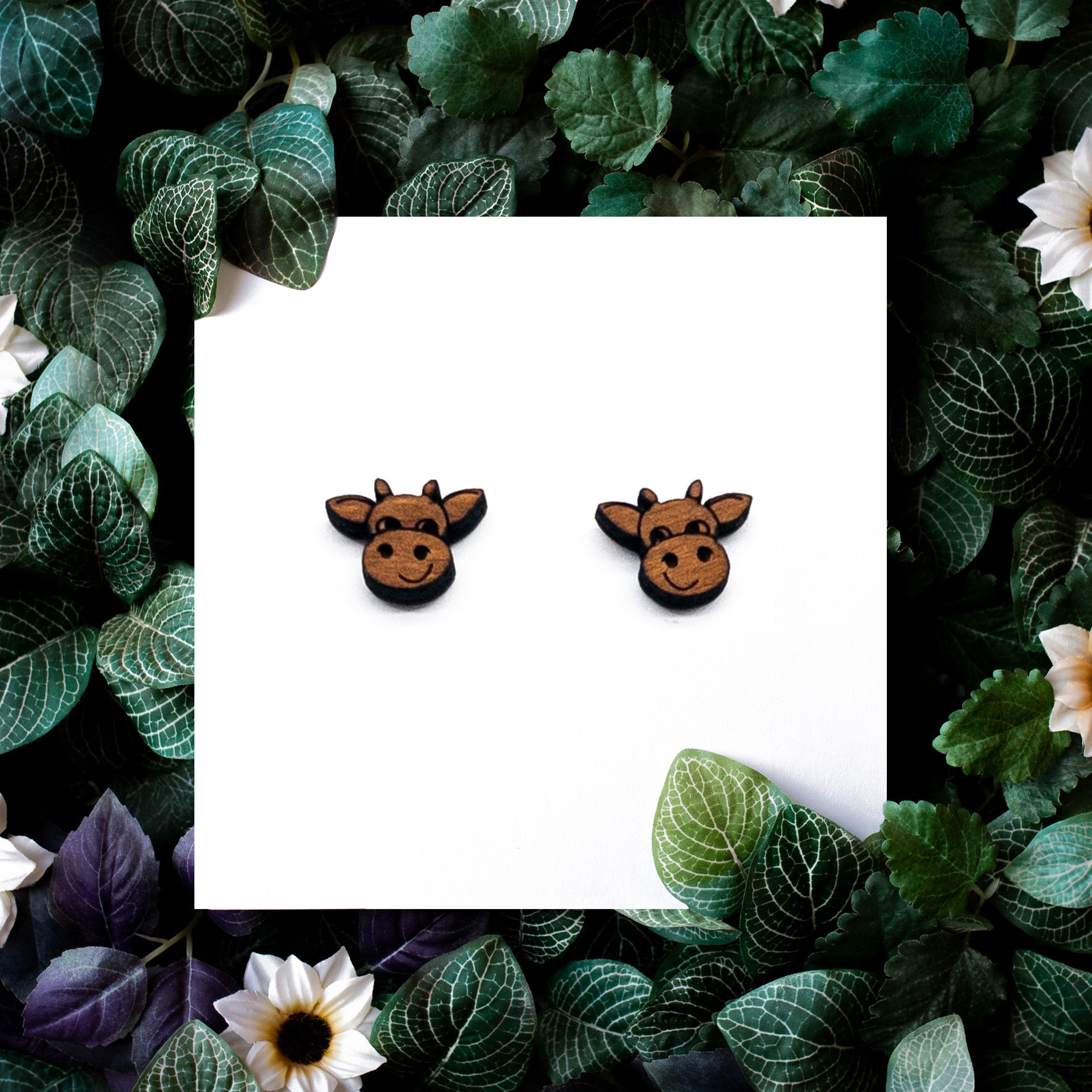 Træ ørestikker "Ko"