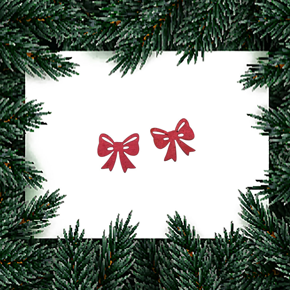 Stud Earrings Bow Handmade Wooden Stud Earrings