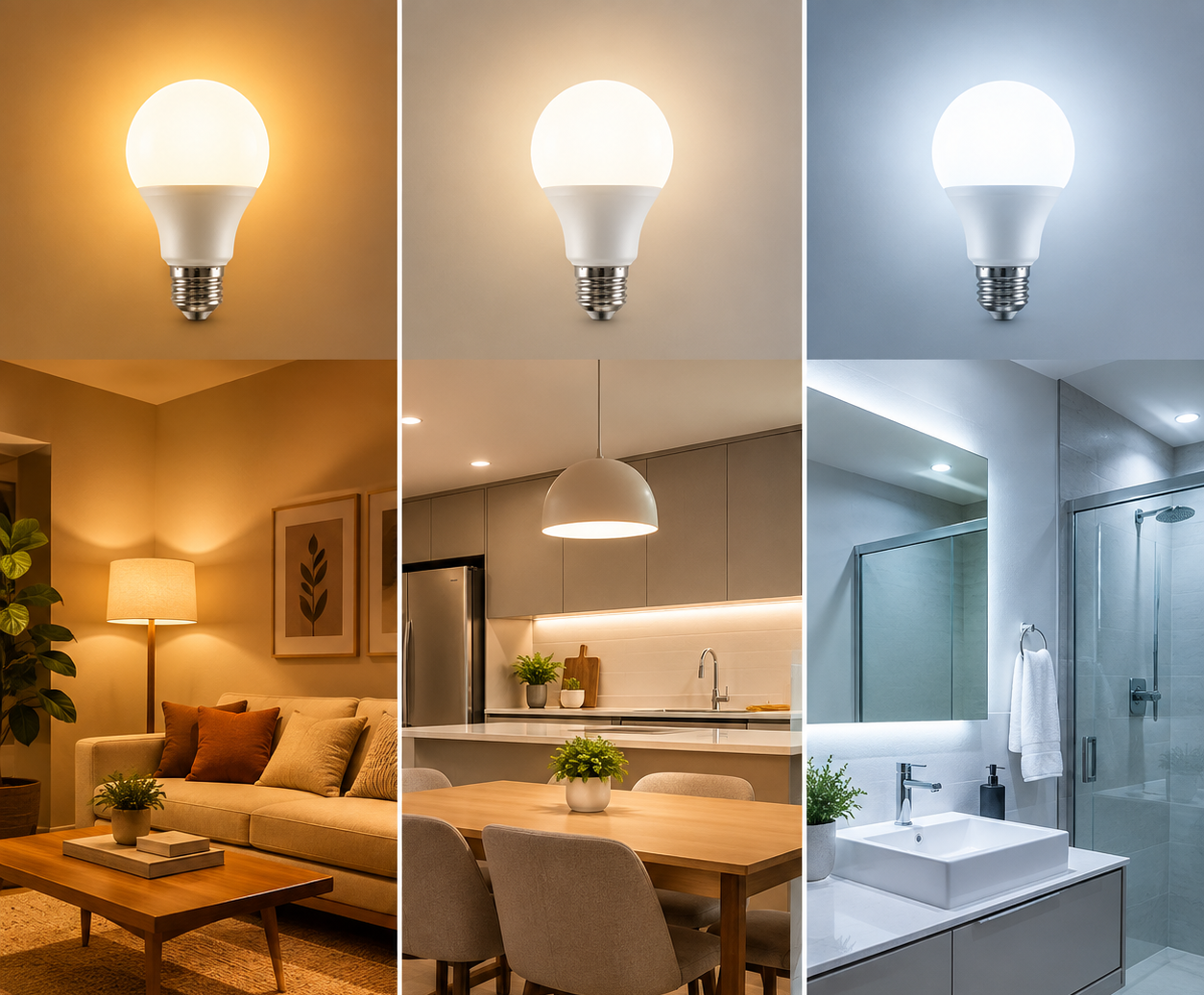 3 ambientes com cores e temperaturas diferentes