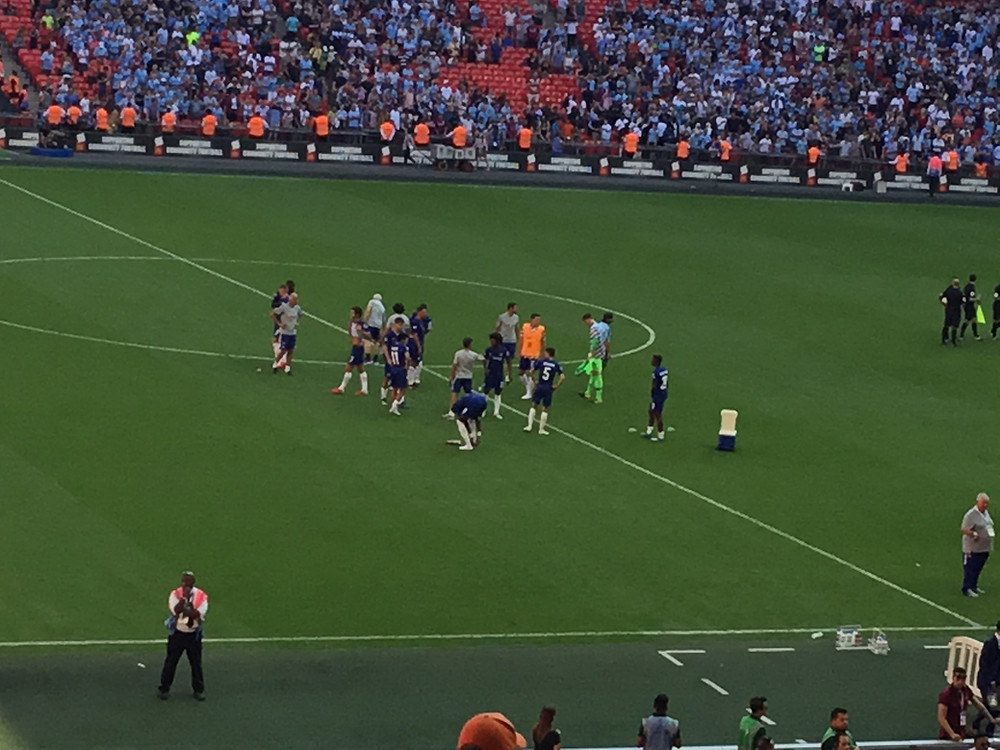 Chelsea players after their 2-0 defeat to Manchester City Photo by Paul Lagan