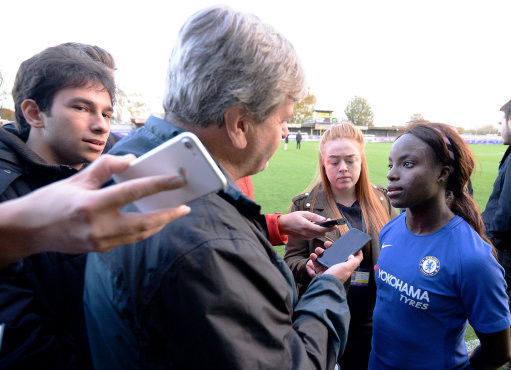Eni Aluko talks to Paul Lagan earlier this season Photo: PA
