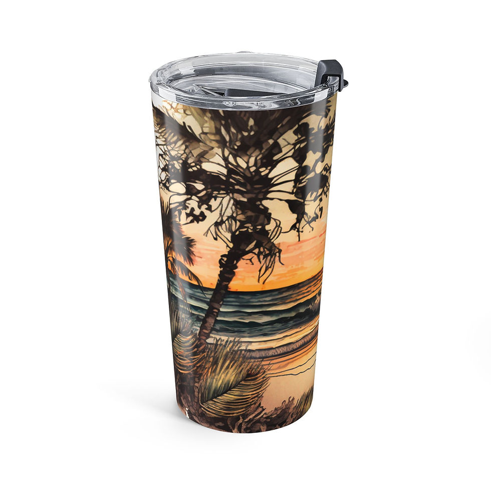 Thumbnail: Sunset Palm Beach Tumbler 20oz | Tropical Ocean Sunset