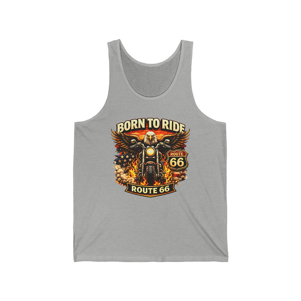 Thumbnail: Born to Ride Route 66 Tank Top - Motorcycle Graphic Jersey Tank