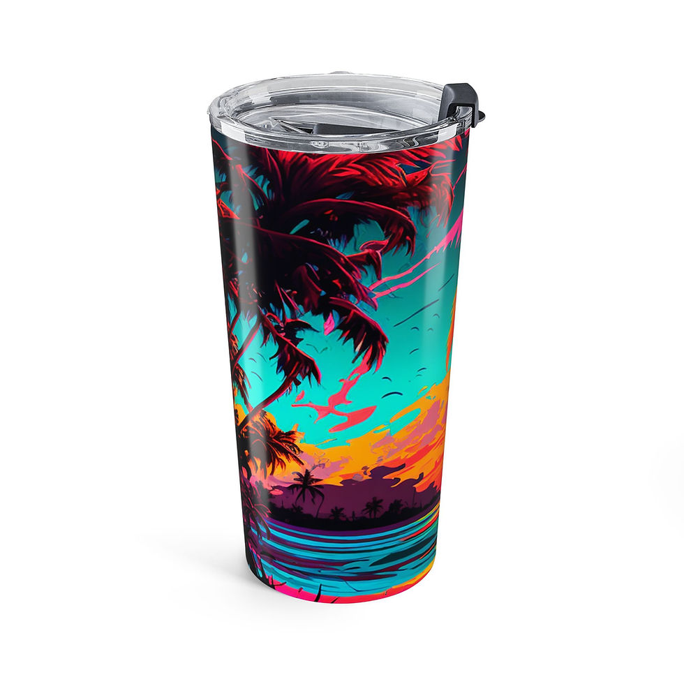 Thumbnail: Tropical Sunset Palm Trees Tumbler | 20oz Vibrant Beach Scene