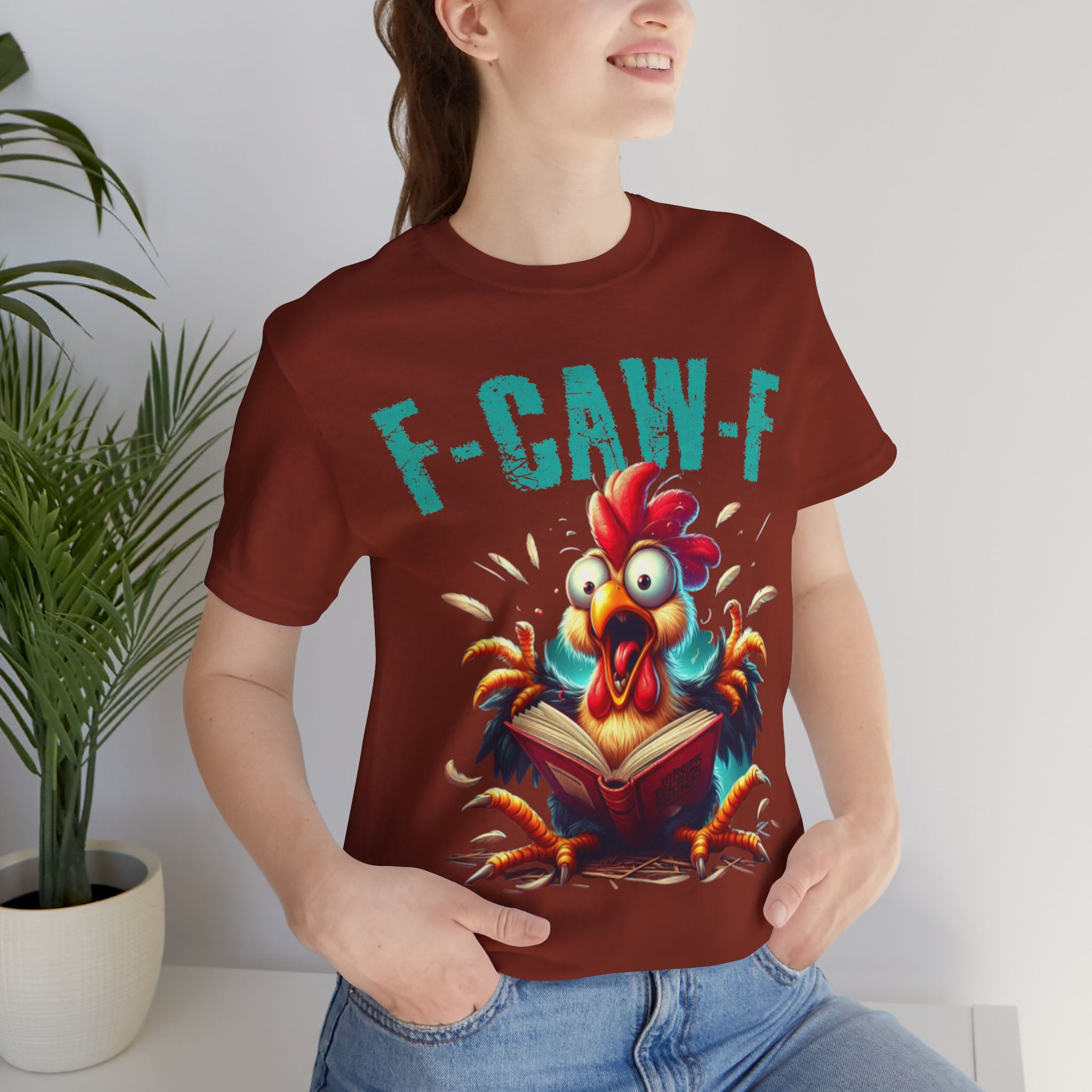 F Caw F Book Reading Chicken Jersey Short Sleeve Tee
