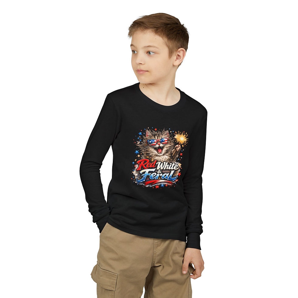 Thumbnail: Red White and Feral 4th of July Youth Long Sleeve Tee