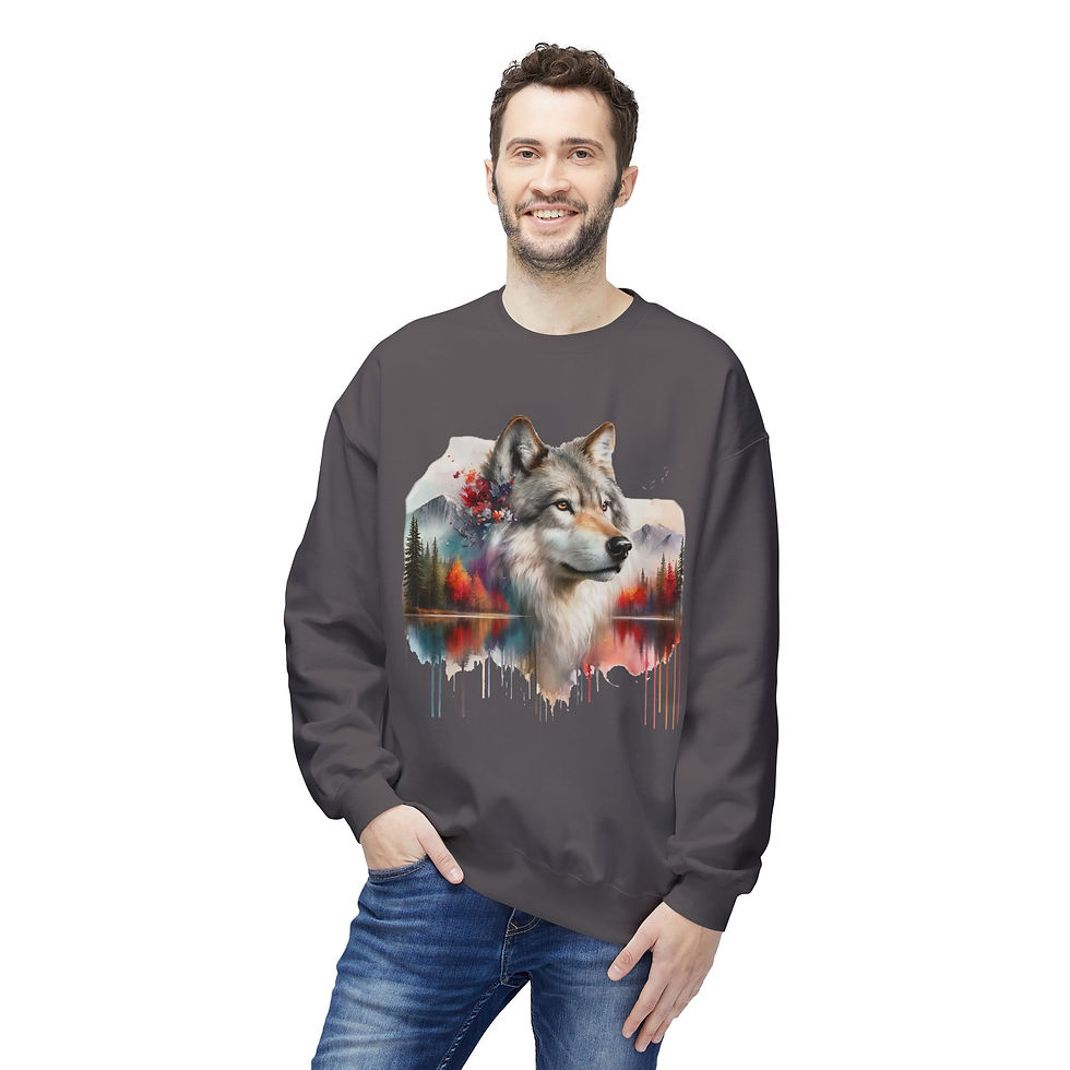 Thumbnail: Wildlife Wolf Midweight Softstyle Fleece Crewneck Sweatshirt