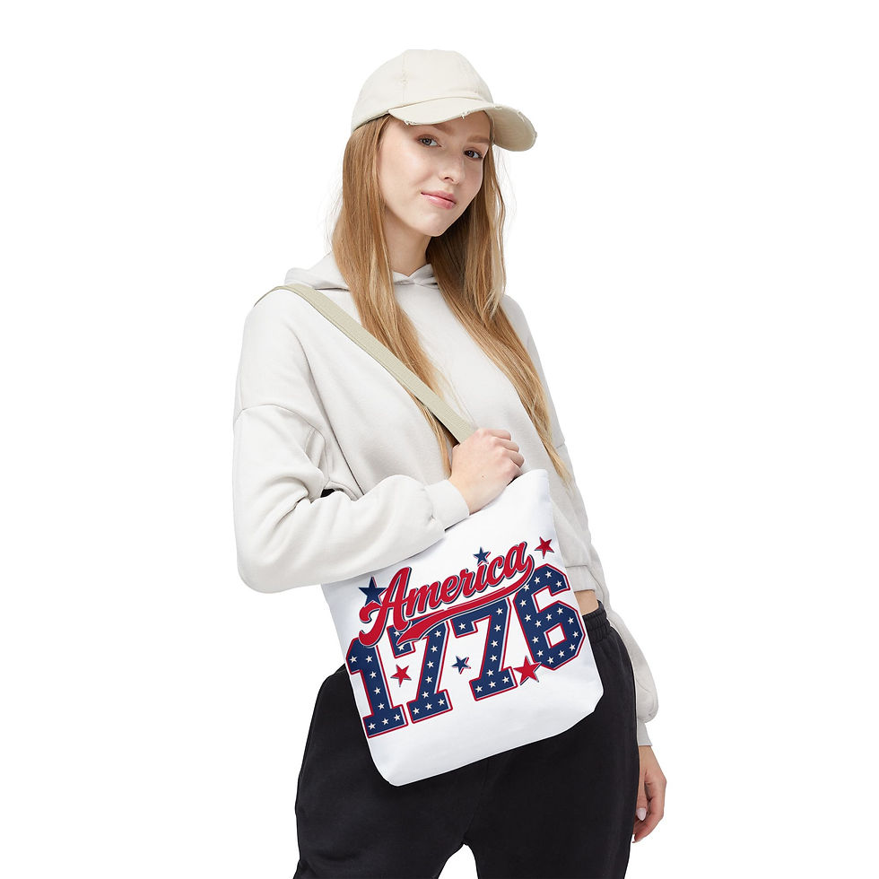 Thumbnail: Patriotic America 1776 Tote Bag – Fourth of July USA Flag Stars Shopper