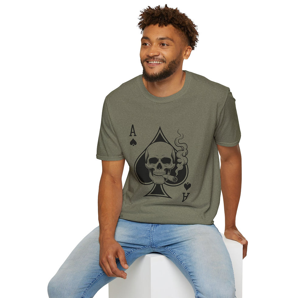 Thumbnail: Ace of Spades Skull T-Shirt — Smoky Skull Playing Card Tee