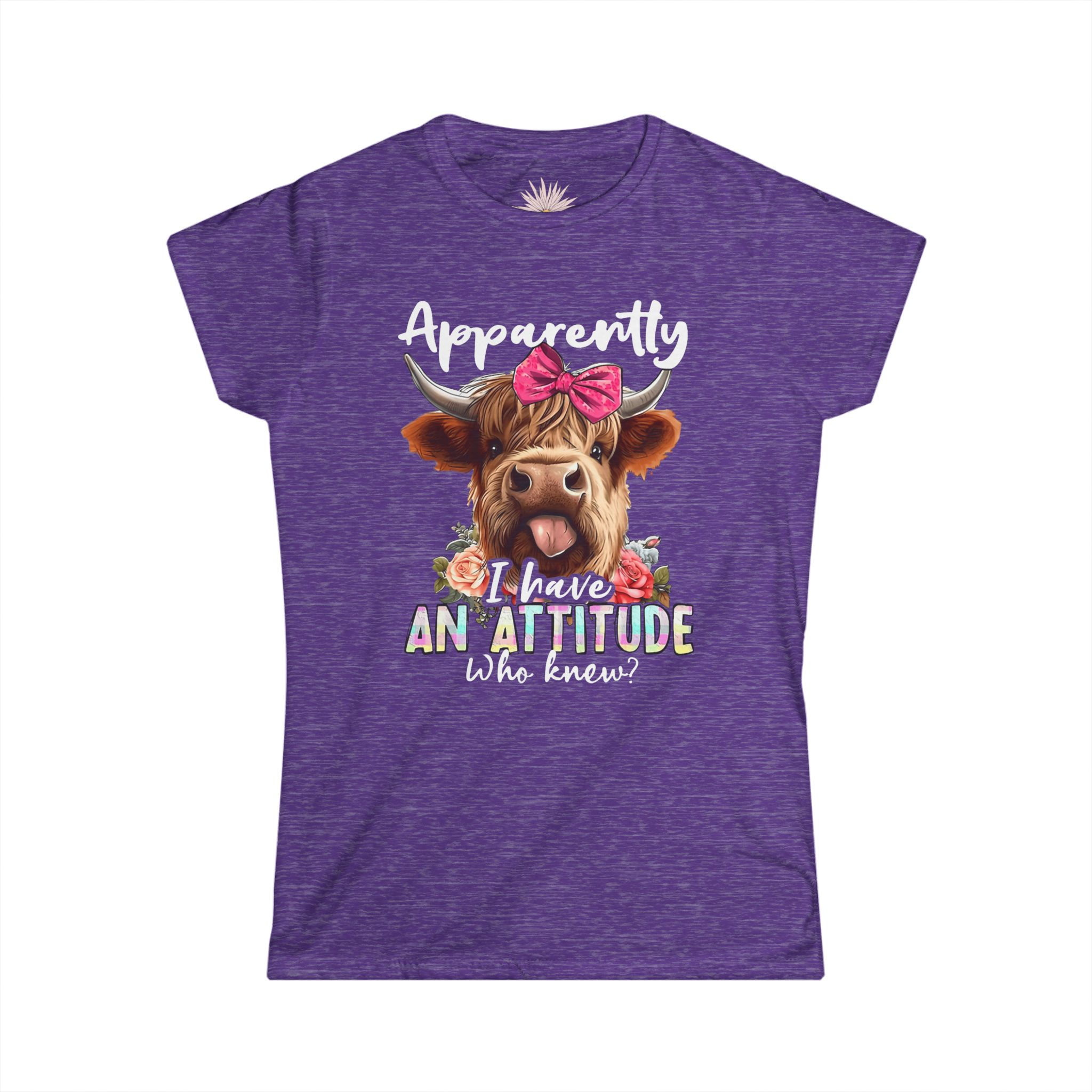Apparently I Have an Attitude Highland Cow Tee — Women's Softstyle