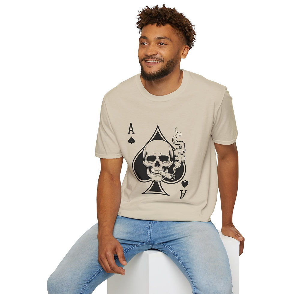 Thumbnail: Ace of Spades Skull T-Shirt — Smoky Skull Playing Card Tee
