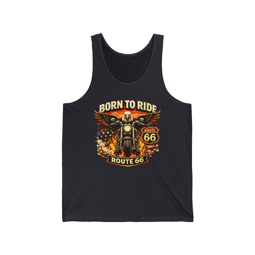 Thumbnail: Born to Ride Route 66 Tank Top - Motorcycle Graphic Jersey Tank