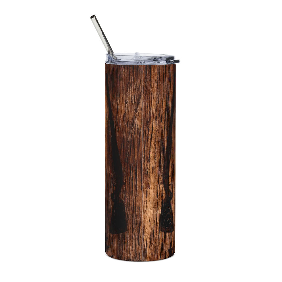 Thumbnail: Deer Silhouette 20oz Stainless Steel Tumbler — Rustic 'Be Brave' Wooden Design