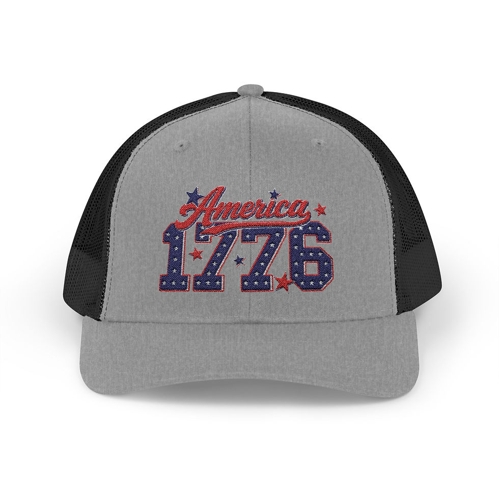 Thumbnail: Trucker Cap — "America 1776" Patriotic Snapback (Stars & Stripes Vintage 