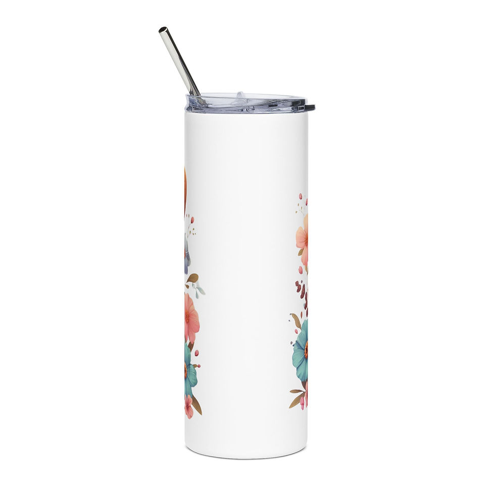 Thumbnail: Highland Cow Spring Flowers Stainless Steel Tumbler — 20oz