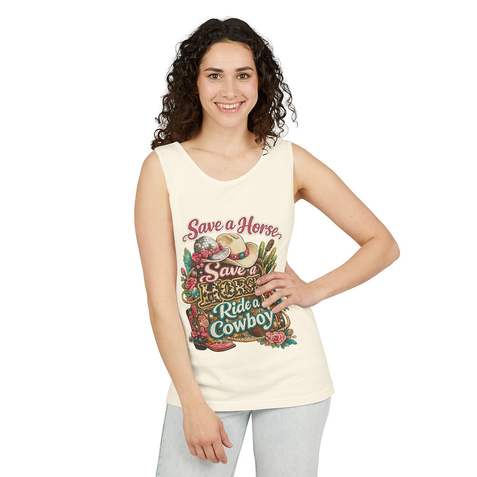Thumbnail: Save a Horse, Ride a Cowboy Tank Top – Western Rodeo Graphic Tee