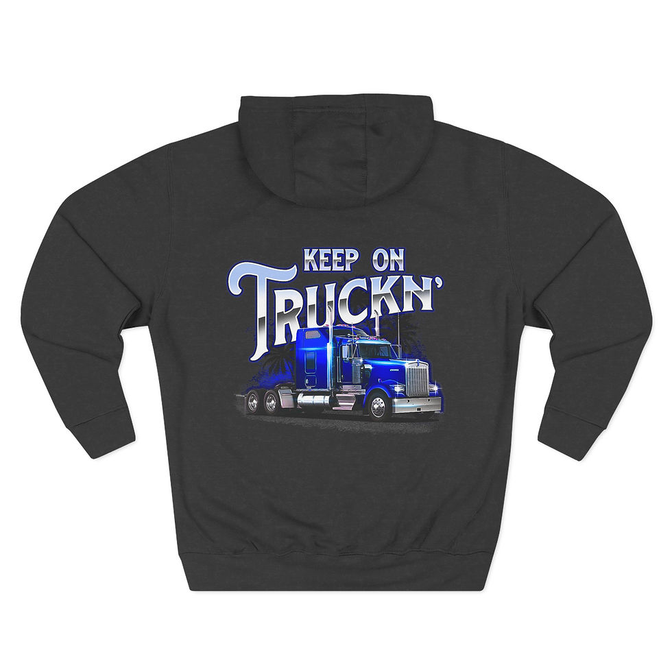 Thumbnail: Keep On Truckin' Semi Truck Hoodie — Big Rig Trucker Graphic Fleece Hoodie