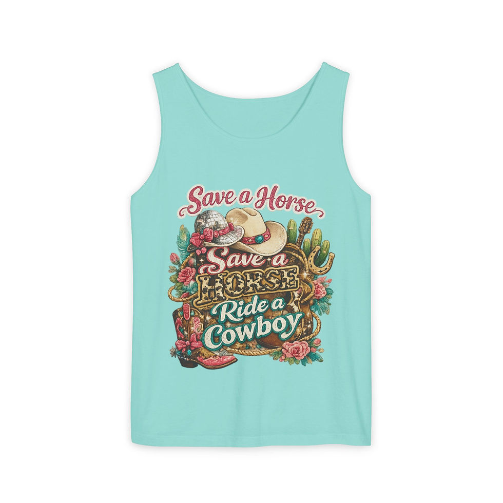 Thumbnail: Save a Horse, Ride a Cowboy Tank Top – Western Rodeo Graphic Tee